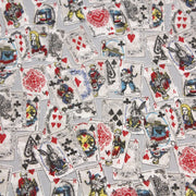 Tissu de coton ALICE au lapin blanc & au jeu de cartes, fond gris clair - Oeko - Tex - TissusPapi.com