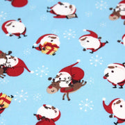 Tissu popeline de coton de Noël - Le père Noël, fond bleu ciel - TissusPapi.com