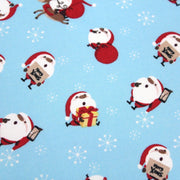 Tissu popeline de coton de Noël - Le père Noël, fond bleu ciel - TissusPapi.com