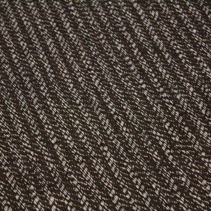 Tissu lainage faux-uni marron chocolat aux rayures chinées écrues - tissuspapi