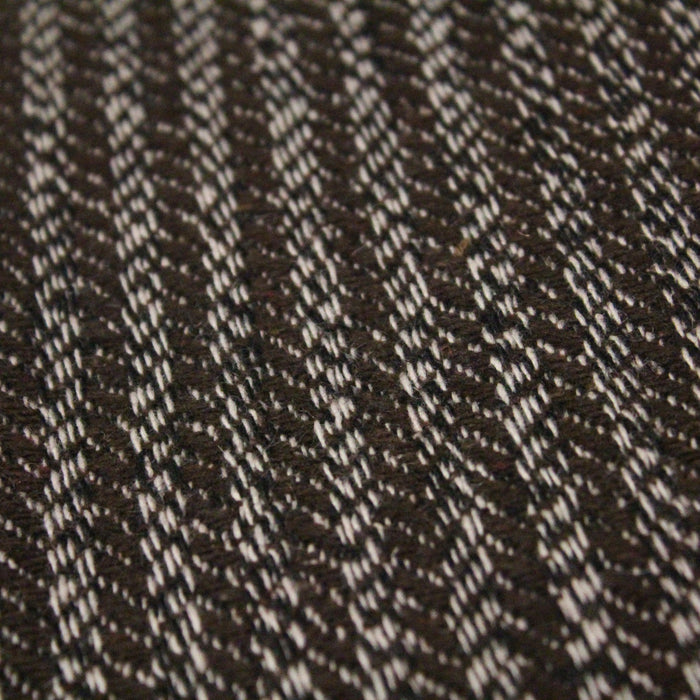 Tissu lainage faux-uni marron chocolat aux rayures chinées écrues - tissuspapi