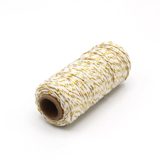 Ficelle de coton écru & lurex doré or - Bobine de 80m - tissuspapi