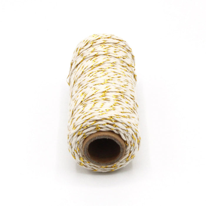 Ficelle de coton écru & lurex doré or - Bobine de 80m - tissuspapi