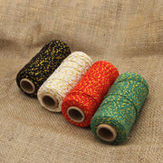 Ficelle de coton écru & lurex doré or - Bobine de 80m - TissusPapi.com