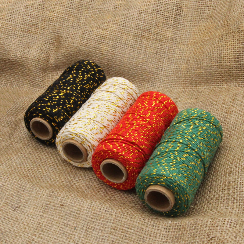 Ficelle de coton écru & lurex doré or - Bobine de 80m - TissusPapi.com