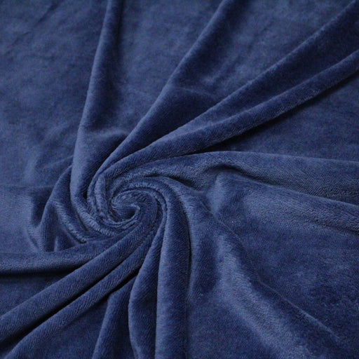 Tissu éponge de fibre de bambou qualité extra, bleu indigo - Oeko-Tex - tissuspapi