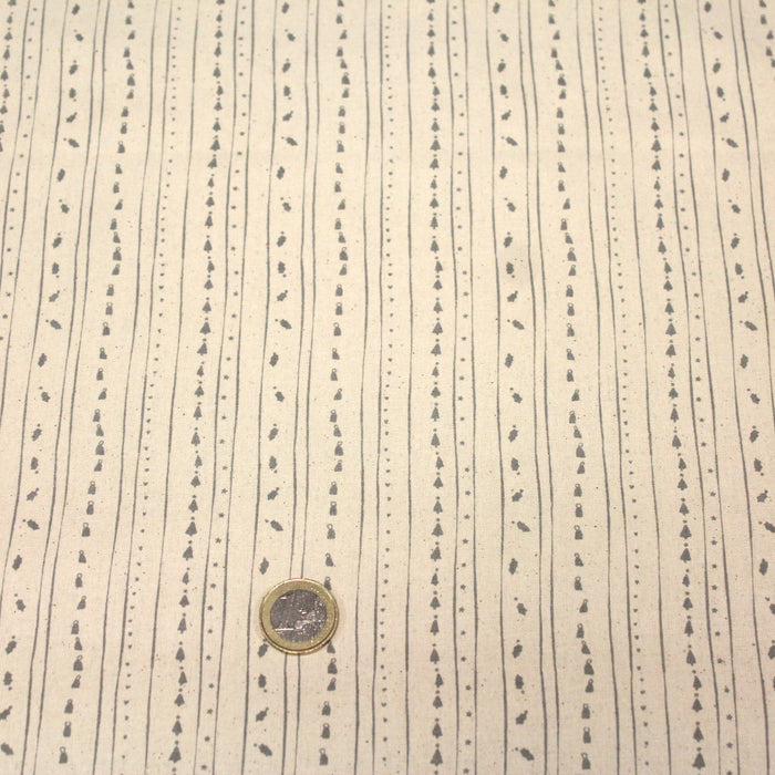Tissu de coton de Noël scandinave aux décorations de Noël grises, fond écru - tissuspapi