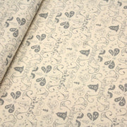 Tissu de coton de Noël scandinave aux cloches & arabesques grises, fond écru - TissusPapi.com