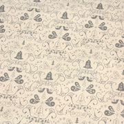 Tissu de coton de Noël scandinave aux cloches & arabesques grises, fond écru - TissusPapi.com