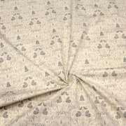 Tissu de coton de Noël scandinave aux cloches & arabesques grises, fond écru - TissusPapi.com