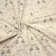 Tissu de coton de Noël scandinave aux cloches & arabesques grises, fond écru - TissusPapi.com