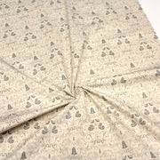 Tissu de coton de Noël scandinave aux cloches & arabesques grises, fond écru - TissusPapi.com