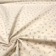 Tissu de coton de Noël scandinave aux petits objets de Noël gris, fond écru - TissusPapi.com