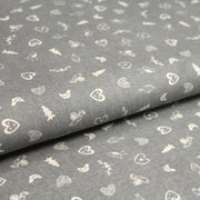 Tissu de coton de Noël scandinave aux petits objets de Noël écrus, fond gris - TissusPapi.com