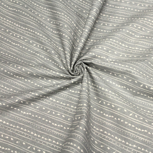 Tissu de coton de Noël scandinave aux décorations de Noël écrues, fond gris - tissuspapi