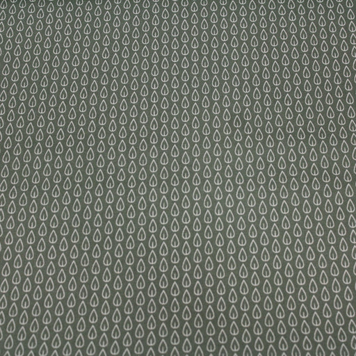 Tissu de coton aux petites feuilles géométriques blanches, fond vert kaki - OEKO-TEX® - tissuspapi