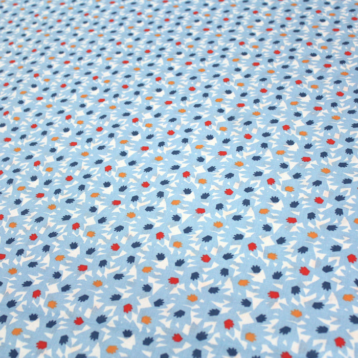 Tissu de coton ARTY aux formes abstraites bleu ciel & blanches - OEKO-TEX® - tissuspapi