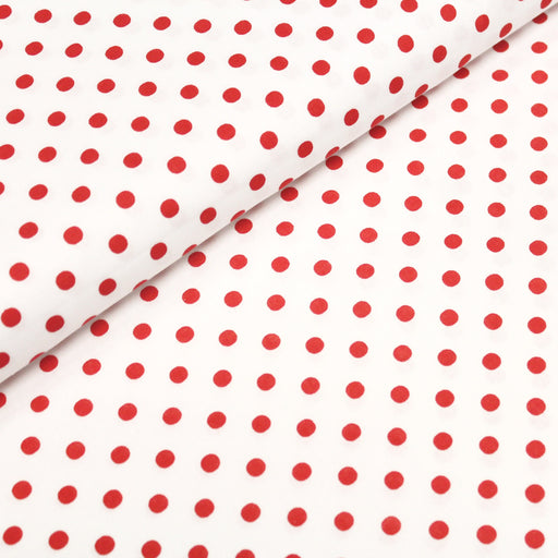 Tissu de coton blanc à pois rouges - COLLECTION POLKA DOT - tissuspapi