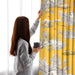 Tissu de coton demi-natté toile de Jouy traditionnelle, grande largeur 280cm, fond jaune & motif gris - Oeko-Tex - tissuspapi