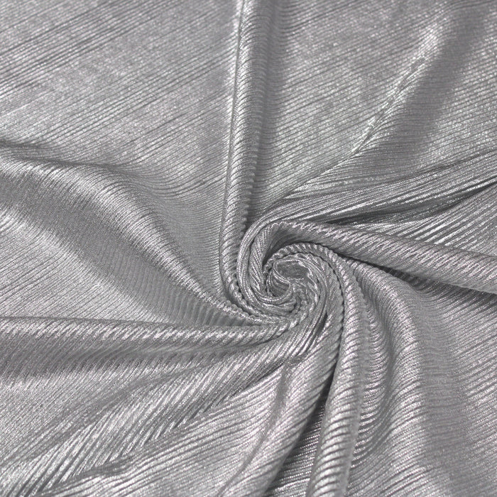 Tissu habillement plissé lurex, tons gris clair & argenté - tissuspapi