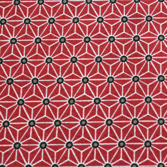 Tissu de coton saki motif traditionnel japonais géométrique ASANOHA rouge & blanc - Oeko-Tex - tissuspapi