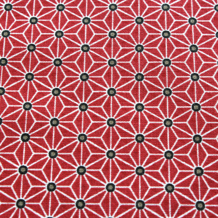 Tissu de coton saki motif traditionnel japonais géométrique ASANOHA rouge & blanc - Oeko-Tex