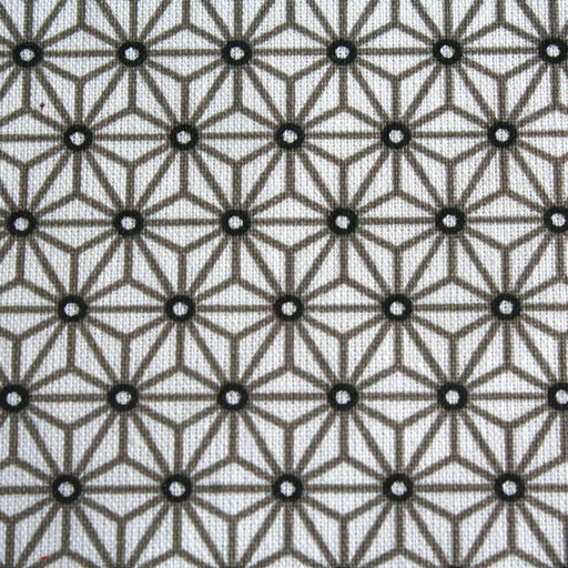 Tissu de coton saki motif traditionnel japonais géométrique ASANOHA blanc & taupe - Oeko-Tex - tissuspapi