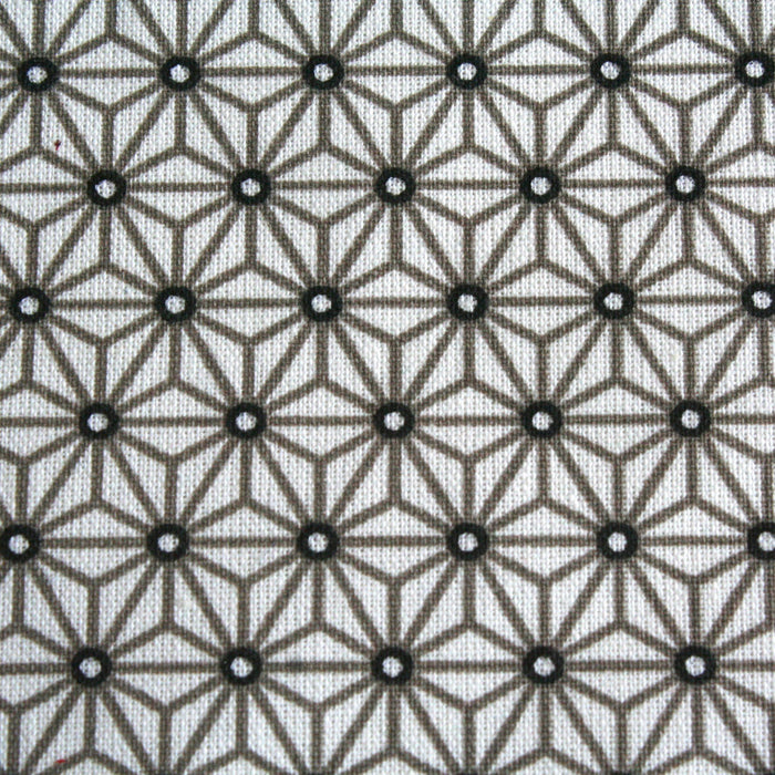 Tissu de coton saki motif traditionnel japonais géométrique ASANOHA blanc & taupe - Oeko-Tex - tissuspapi
