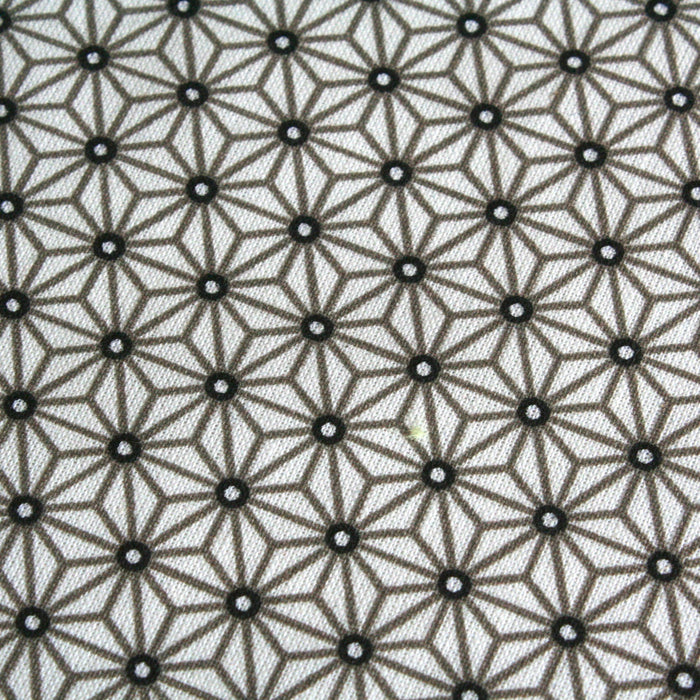 Tissu de coton saki motif traditionnel japonais géométrique ASANOHA blanc & taupe - Oeko-Tex