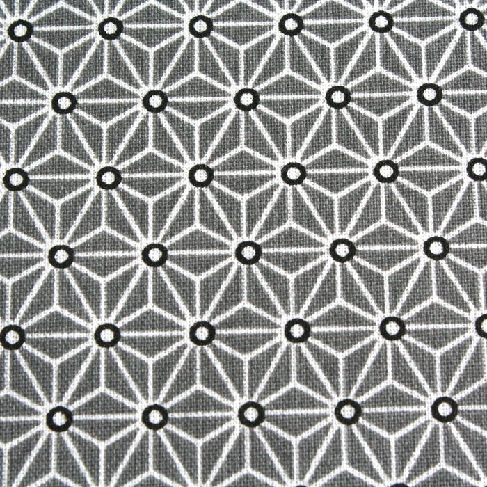 Tissu de coton saki motif traditionnel japonais géométrique ASANOHA gris & blanc - Oeko-Tex - tissuspapi