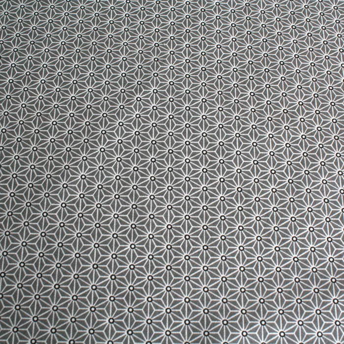 Tissu de coton saki motif traditionnel japonais géométrique ASANOHA gris & blanc - Oeko-Tex