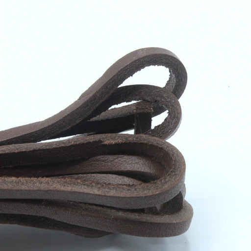 Paire de lacets en cuir marron - 110cm de long - Fabriqué en France
