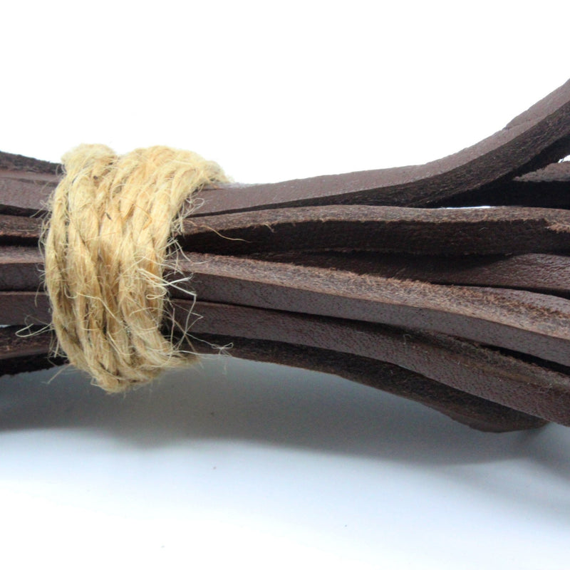 Paire de lacets en cuir marron - 110cm de long - Fabriqué en France - TissusPapi.com