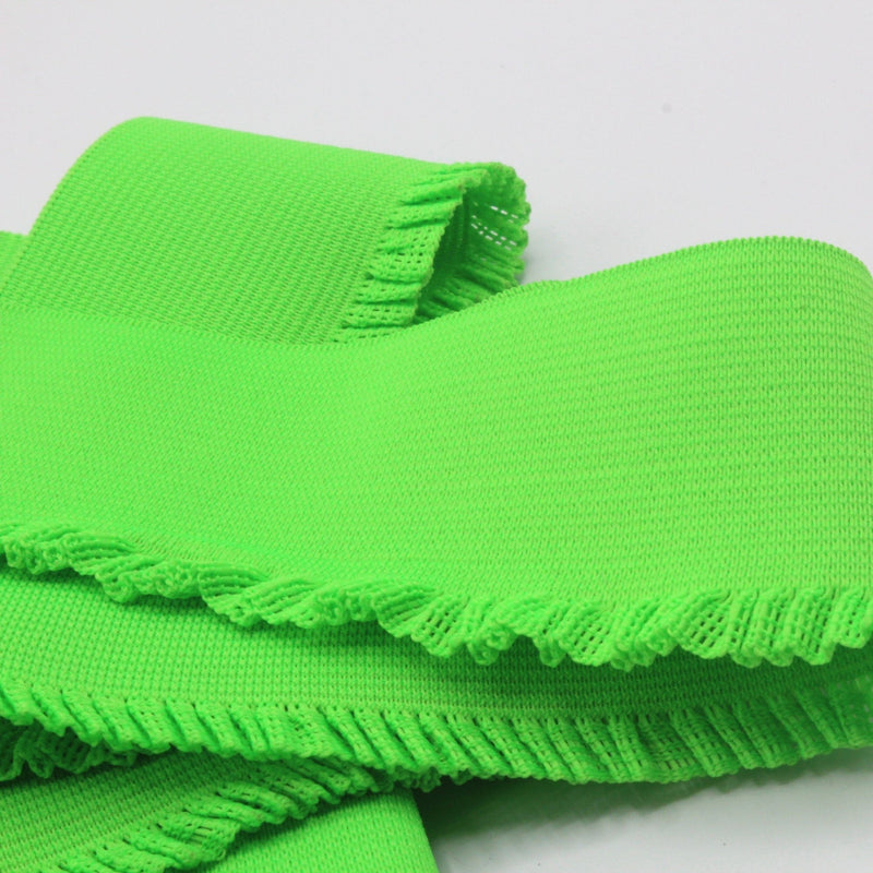 Ruban élastique jupe froufrou - Bord - côte pour jupe vert fluo, 6cm - TissusPapi.com