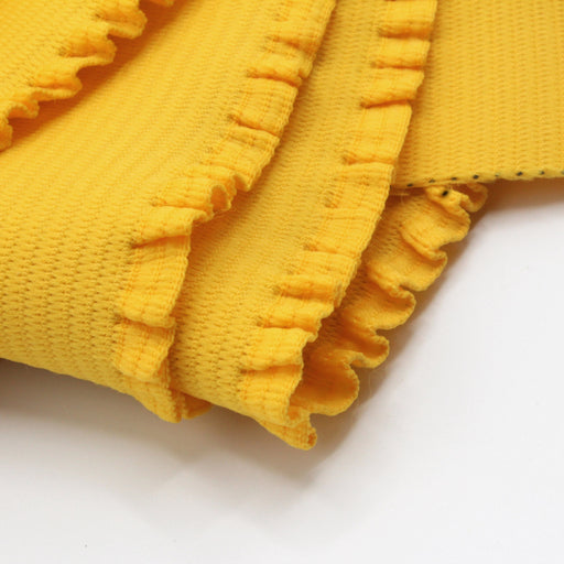 Ruban élastique jupe froufrou - Bord-côte pour jupe jaune bouton d'or, 6cm - tissuspapi