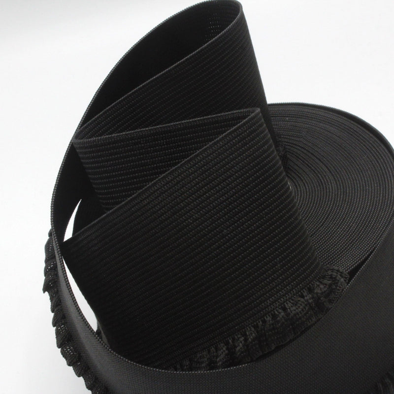 Ruban élastique jupe froufrou - Bord - côte pour jupe noir, 6cm - TissusPapi.com