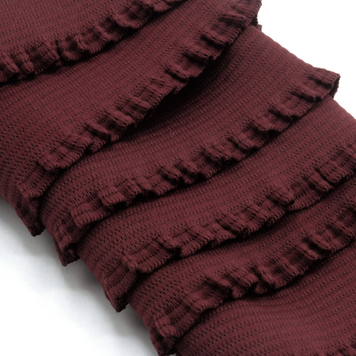 Ruban élastique jupe froufrou - Bord-côte pour jupe rouge bordeaux, 6cm - tissuspapi