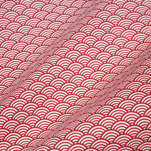 Tissu de coton motif traditionnel japonais vagues SEIGAIHA rouge & blanc - Oeko-Tex