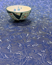 Tissu cotonnade vagues japonaises NAMI bleu roi et blanches, façon Kanagawa par Hokusai - OEKO - TEX STANDARD 100 - TissusPapi.com