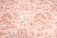 Tissu de coton demi-natté toile de Jouy, grande largeur 280cm, fond écru & motif rose - Matin Midi Soir - Oeko-Tex
