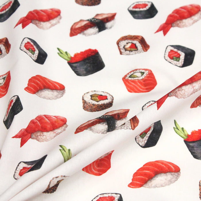 Tissu de coton motifs japonais, les sushis et makis - tissuspapi