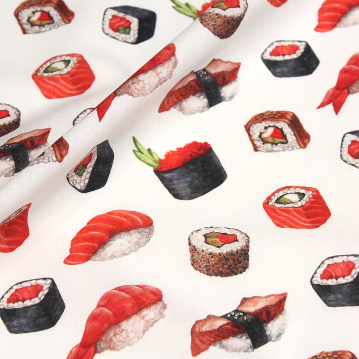 Tissu de coton motifs japonais, les sushis et makis - tissuspapi