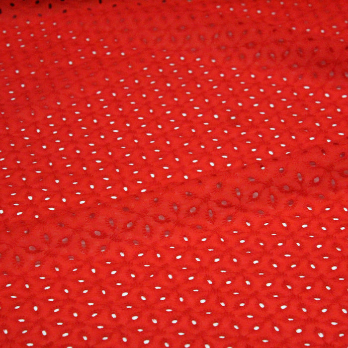 Tissu de coton broderie anglaise rouge 100% coton 125gr/m2