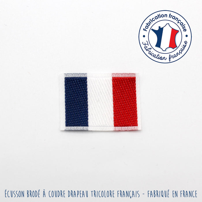 Écusson brodé à coudre drapeau tricolore français - Tissus Papi