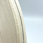 Ruban de coton écru au fin liseré bleu marine 10mm - Galette de 100 mètres - Fabrication française - TissusPapi.com