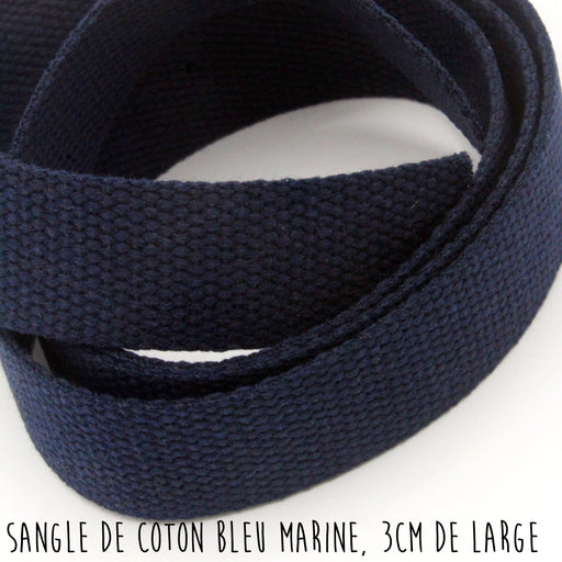 Sangle de coton bleu marine, 3cm de large - tissuspapi