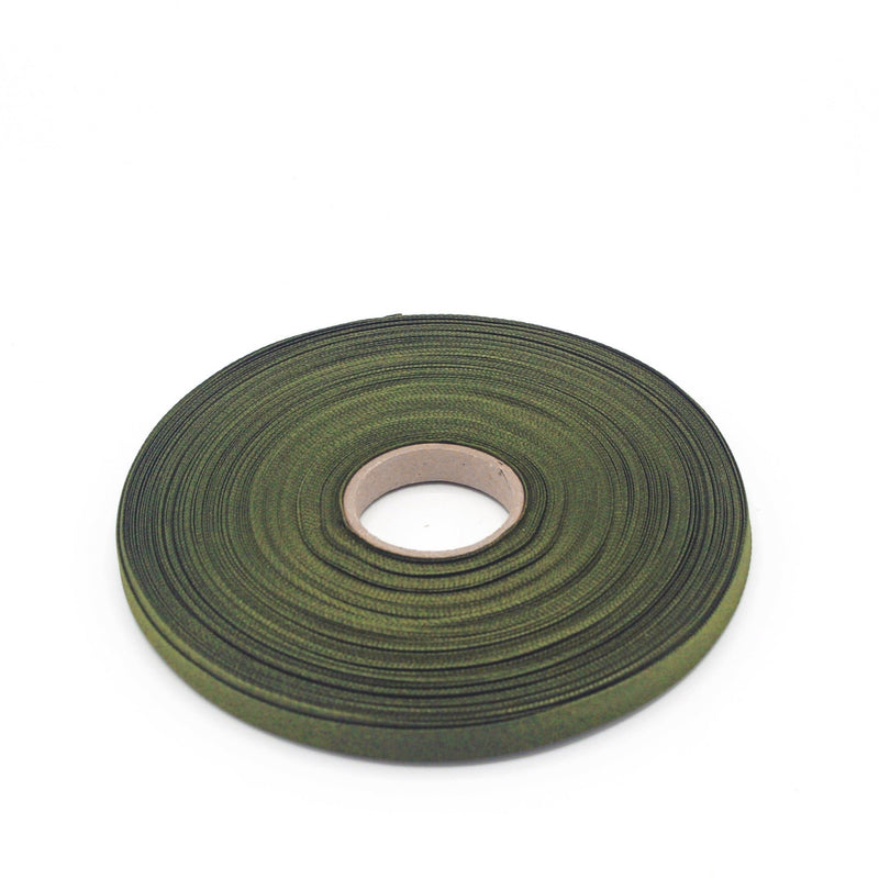 Ruban de sergé vert olive 10mm - Galette de 50 mètres - Fabrication française - TissusPapi.com