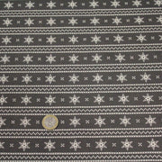 Tissu de coton de Noël scandinave aux flocons de neige écrus, fond gris - TissusPapi.com