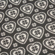 Tissu de coton de Noël scandinave aux cœurs & étoiles de neiges écrus, fond gris - TissusPapi.com