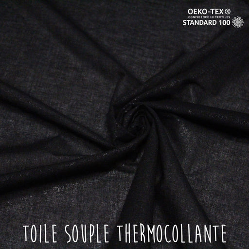 Toile thermocollante souple noire 100% coton - Oeko-Tex - tissuspapi